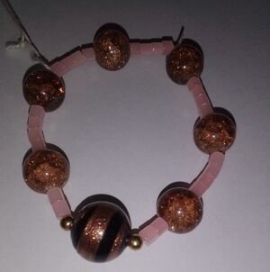 Handcrafted Pink and Brown Beaded Bracelet